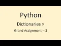 Grand Assignment - 3 Dictionaries Python NxtWave CCBP