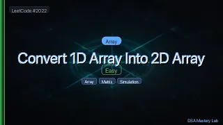 LeetCode 2022 Convert 1D Array Into 2D Array The Array Scan Trick C