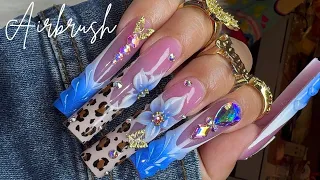 Trendy Airbrush Design w Deep frenchies step by step