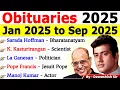 Obituaries 2025 2025 Charchit Nidhan 2025 Death Obituaries Current Affairs 2025