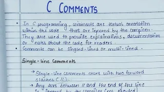 Comments in C programming Single-line Comment Multi-line Comment Example Meaning lec-5