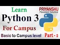 Python for campus Part-2 Python for beginner Python tutorial for off campus Python in Hindi