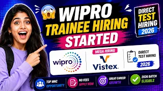 Wipro Trainee Hiring Started Vistex Mega Hiring Direct Test Hiring 2026 hire me plz