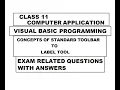 Class 11 Computer Application Visual Basic Programming Exam related questions with answers