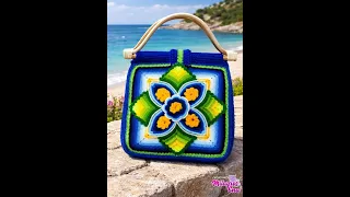 BOLSOS TEJIDOS A CROCHET DE 1 CUADRADO CON Y SIN GRANNYS MAS ASAS DE MADERA / CUADRADO N° 79