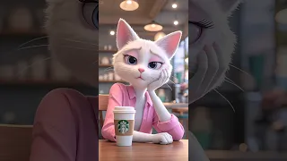 القطة بتشرب قهوة عشان تصمد وتقدر تربي 