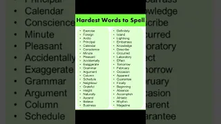 Hardest Words To Spell