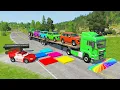 Download Lagu Flatbed Truck McQueen | Transportation with Truck - Pothole vs Car #18 | BeamNG.Drive Gameplay