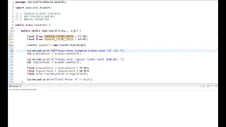 Java Tutorial Constants