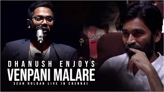 Dhanush enjoys Venpani Malare \u0026 Paarthaen Live by RR | Sean Roldan Live in Chennai | Silver Tree