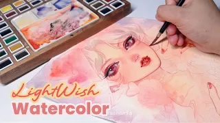 Draw with me • Try New Watercolor Wooden Palette | Huta Chan