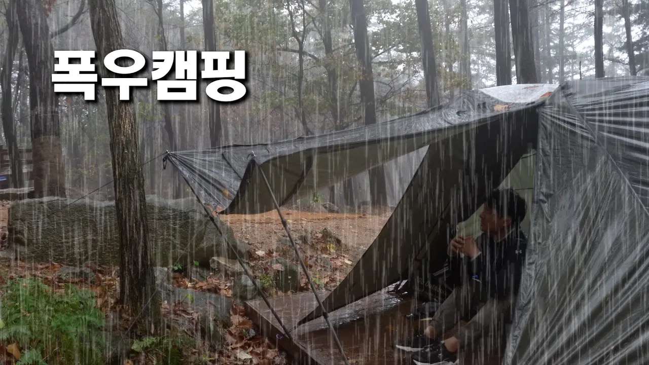 밤새도록 쉬지않고 내리는 폭우 빗소리와 하룻밤 / 늦은 가을 혼술 우중캠핑 サムネイル