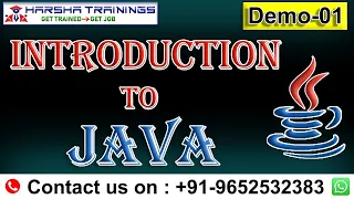 Java Demo 01 Introduction to Core Java Java Tutorial for Beginners Harsha Trainings