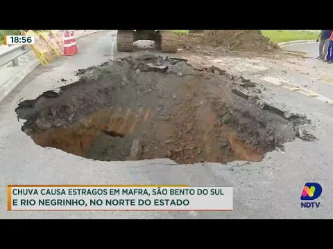 Chuva causa estragos em Mafra, São Bento do Sul e Rio Negrinho, no Norte do Estado