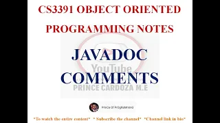 JAVADOC COMMENTS IN JAVA NOTES CS3391 OBJECT ORIENTED PROGRAMMING NOTES 2021 REGULATION CSE