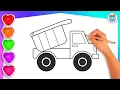 DUMP TRUCK Coloring for Kids and Toddlers Super Easy Fun Art