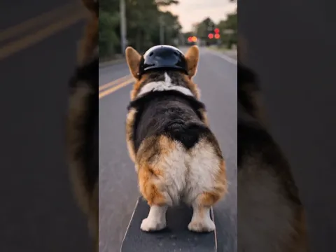 Корги скейтбордист #собака #прикол