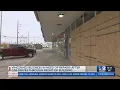 Vehicle drives through Hollywood Nails in Vincennes