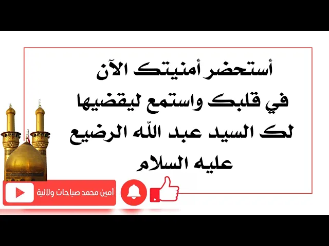 ⁣أستحضر أمنيتك الآن في قلبك واستمع ليقضيها لك السيد عبد الله الرضيع عليه السلام