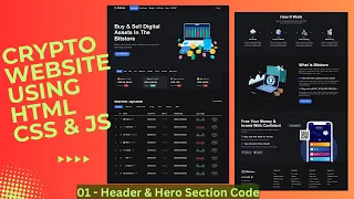 Create a Responsive Crypto Website using HTML CSS JavaScript with Source Code Header Hero Section