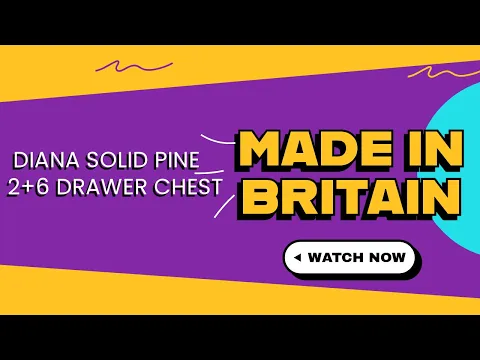 Product video preview for UK Handmade Solid Pine 2+6 Drawer 90cm Wide Chest of Drawers - Diana Natural Untreated Wood - Fully Assembled (Made to Measure)