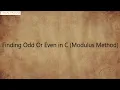 Finding Odd Or Even Using Modulus Operator