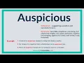 How to Pronounce AUSPICIOUS l Definition meaning example and Synonyms of AUSPICIOUS by VP