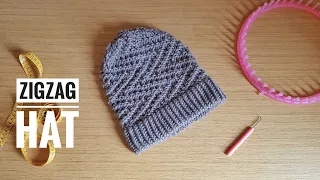 How to Loom Knit an Easy ZigZag Slouchy Beanie Hat DIY Tutorial