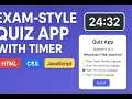 Build Exam Style Quiz App with Timer HTML CSS JavaScript Quiz Application