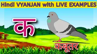 Download Hindi VYANJAN with LIVE Examples | क से कबूतर |  Hindi Vyanjan | WATRstar MP3