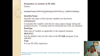 MSc CS II SEM RDBMS PLSQL Intro Variables Unit 3