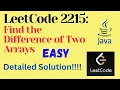 LeetCode 2215 Find the Difference of Two Arrays EASY JAVA Detailed Solution