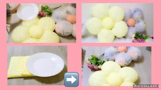ب طبق هتعملى أحلى مخده أو وساده على شكل ورده بطريقه سهله جدااا وسريعه Hand Made أشغال يدويه 