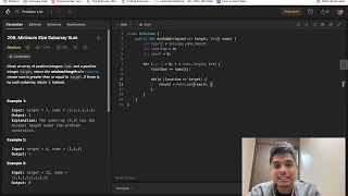 209 Minimum Size Subarray Sum - Sliding Window Pattern Java LeetCode