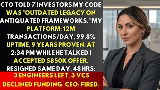 CTO Called My Code OUTDATED In Front Of Investors I Accepted 850K While He Was Talking 