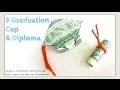 DIY How to Fold 2 Money Origami Graduation Cap Diploma - Dollar Origami Graduation Gift Idea