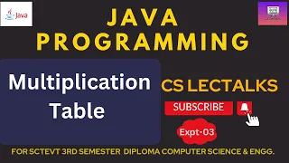 Java program to print Multiplication Table sctevt java programs Multiplication Table Expt-3