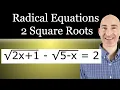 Solve Radical Equations with 2 Square Roots
