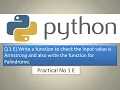 Armstrong Palindrome Python Practical Python Tutorial for beginners