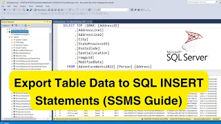 Export Table Data to SQL INSERT Statements SSMS Guide