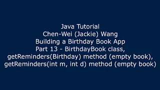 Java Tutorial Birt ay Book App 13