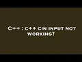C c cin input not working