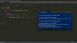 program to print A to Z alphabets in java java programming