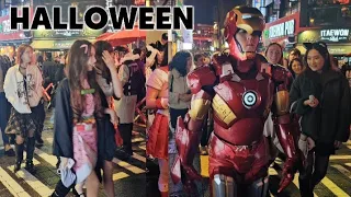 سيول إيتايوان 2025 هالوين كامل 4K المشي في أعنف مشهد الشارع 