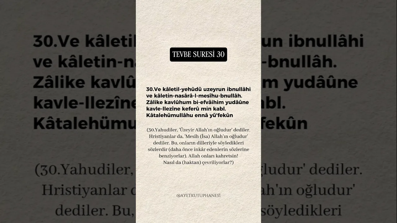 Tevbe Suresi 30. Ayet