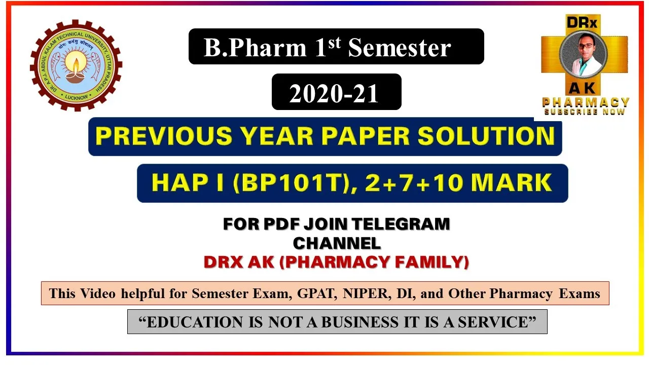 Human anatomy and physiology previous exam paper BP 101T। B Pharmacy 1st sem। Exam Paper solution