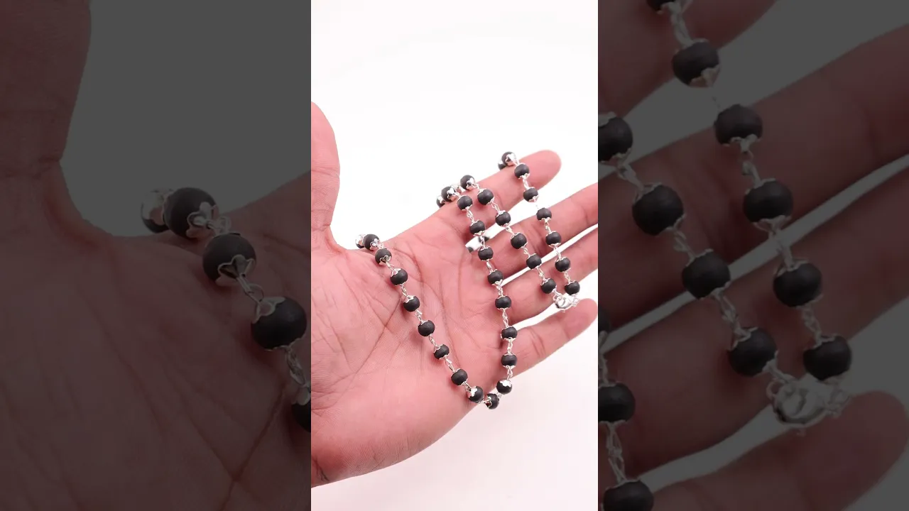 Silver Plated Karungali Mala (Ebony Wood) for Protection, Peace & Spiritual Energy