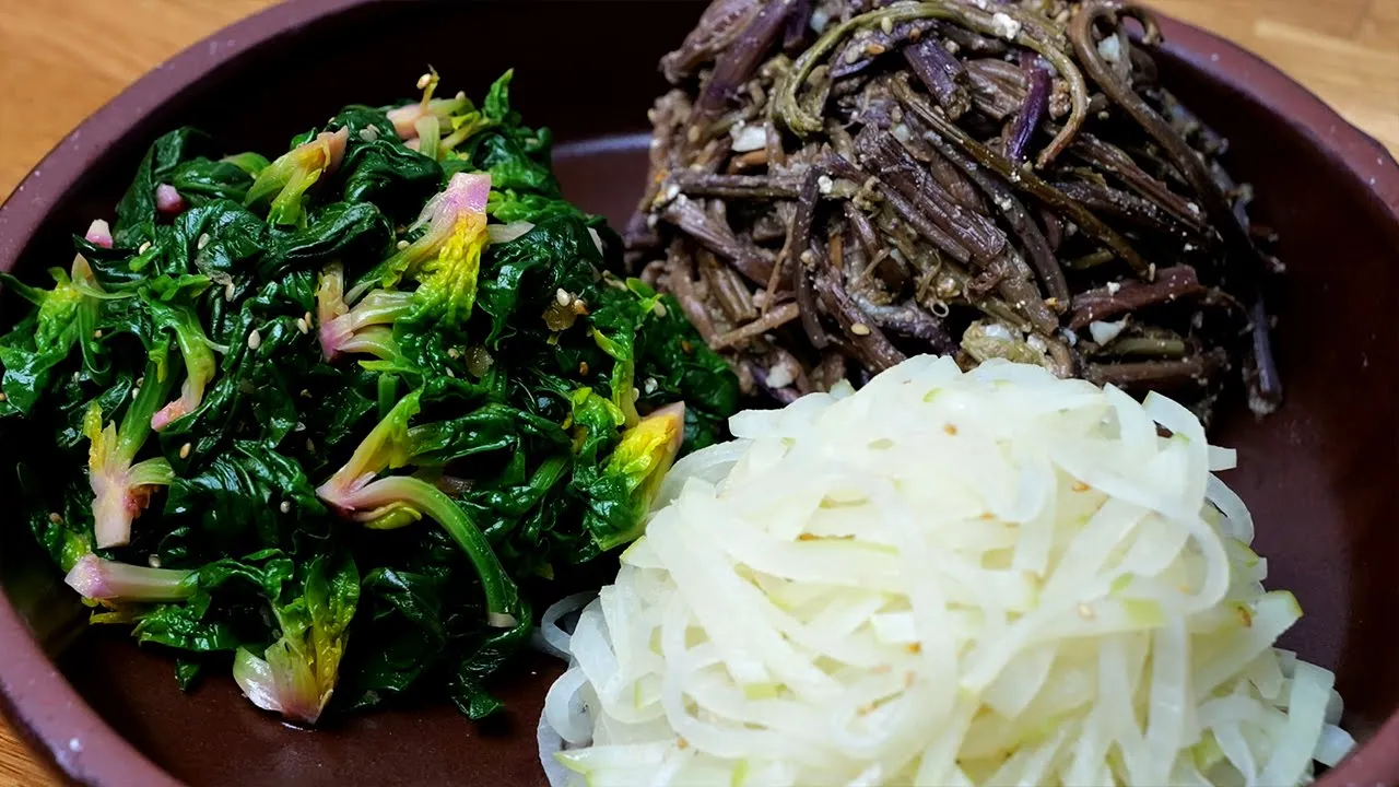 명절 나물 3종 (고사리나물, 시금치나물, 무나물)