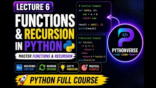 Python Functions Recursion Explained User Defined Functions Complete Python Course Lecture 6