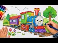 Cute Train Coloring Page for Kids Learn Colors Easy Train Drawing Fun Coloring Book